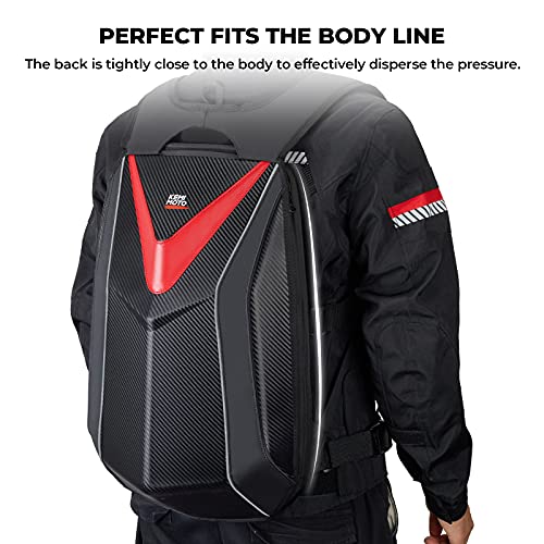 Motorcycle Backpack Hardshell Helmet Backpack Expandable Large Capacity Riding Bag Water Resistant Lightweight B424
