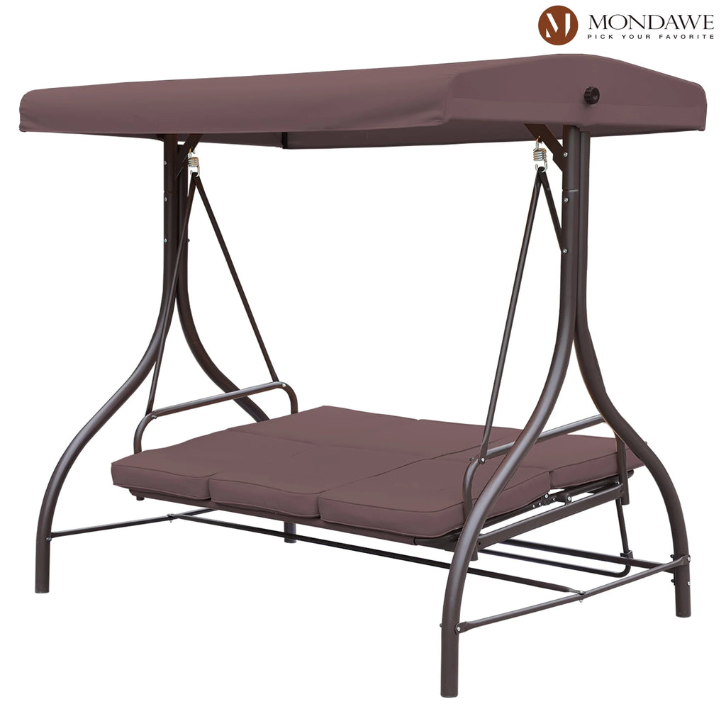 Outdoor Patio Swing Chair with Canopy and Removable Cushion, 3 Seater Q308644