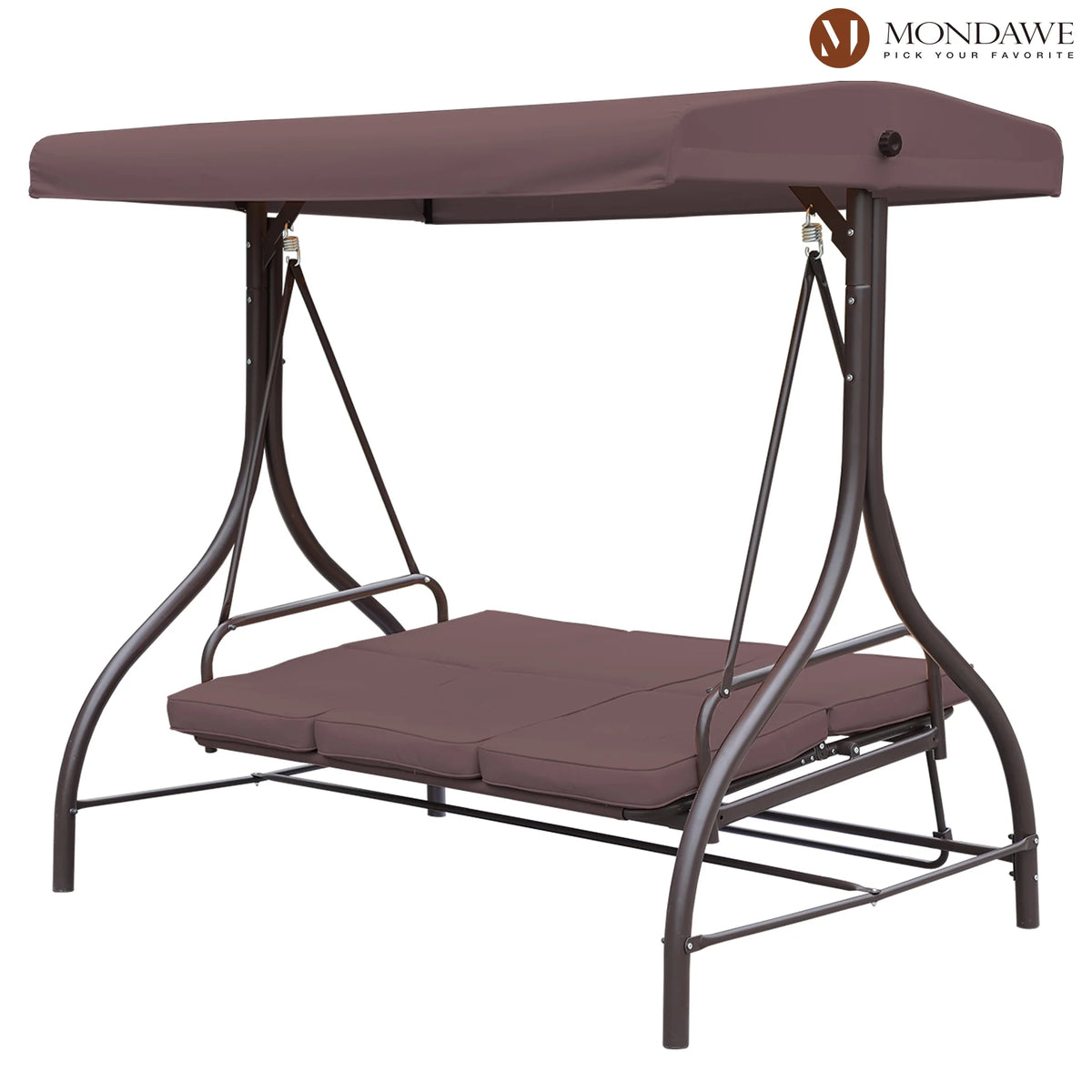 Outdoor Patio Swing Chair with Canopy and Removable Cushion, 3 Seater Q308644