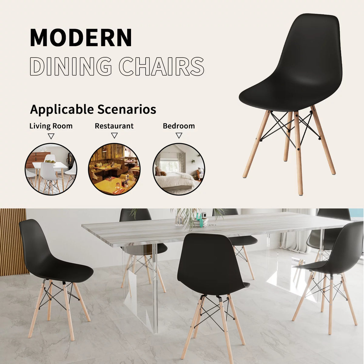 Black Plastic Dining Chair X8334