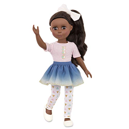 14-Inch Fashion Doll Blonde Hair Green Eyes Pink Cardigan Skirt Cat Outfit T5894