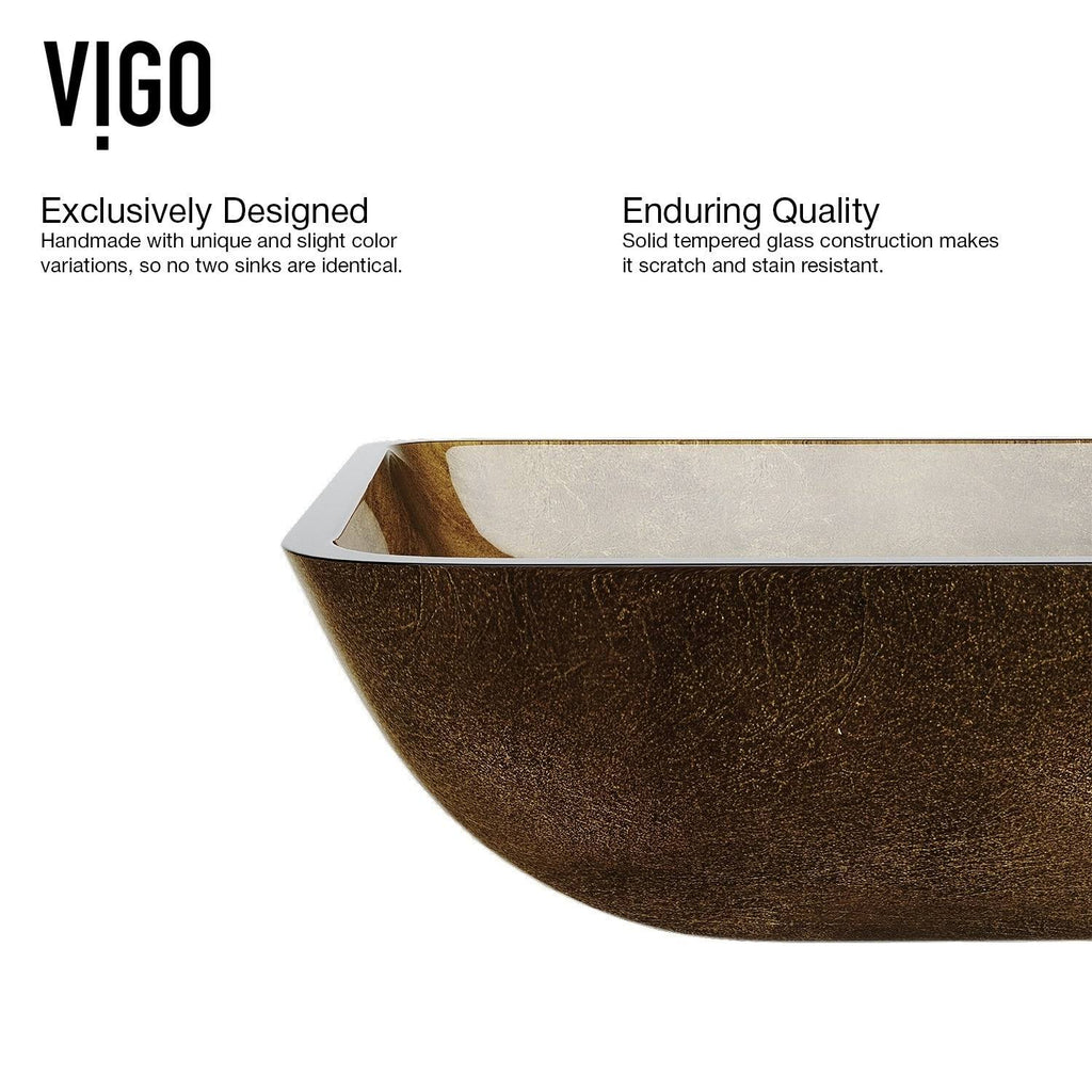 Bronze Rectangular Vessel Bathroom Sink with Faucet K97648