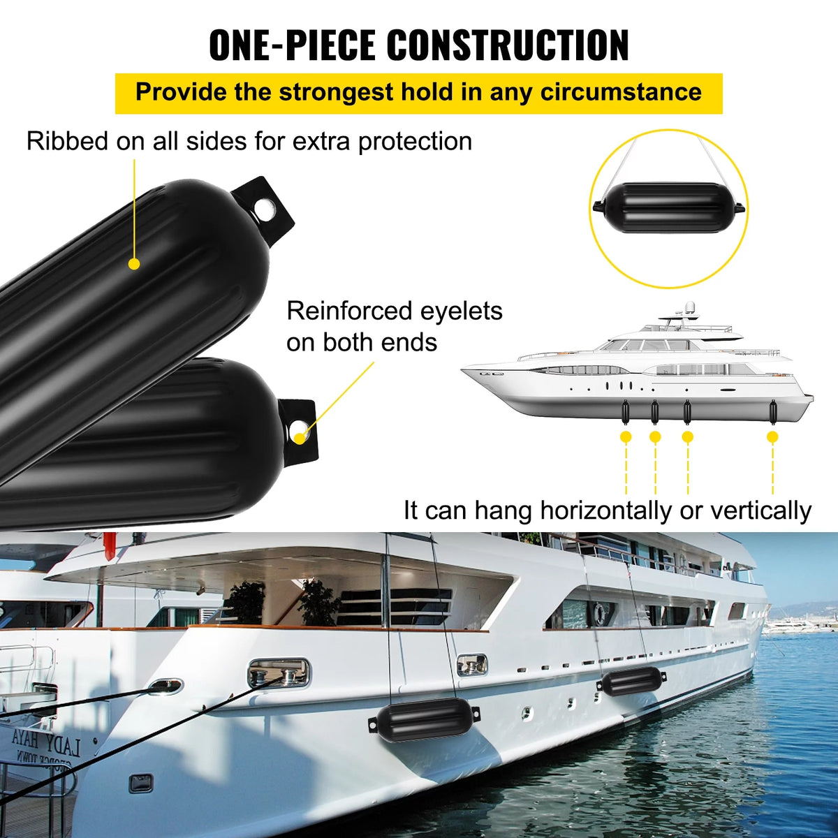 Ribbed Vinyl Boat Fenders Pack of 4 P828