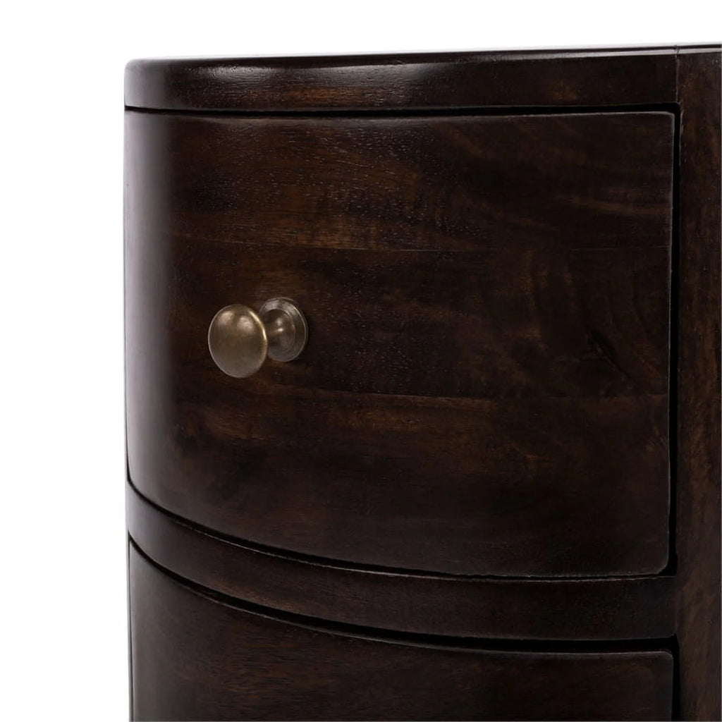 Dark Brown Mango Wood End Table with Storage Set of 2 W3676