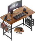 40'' Rounded Corner Home Office Desk with Cable Management Black J69631