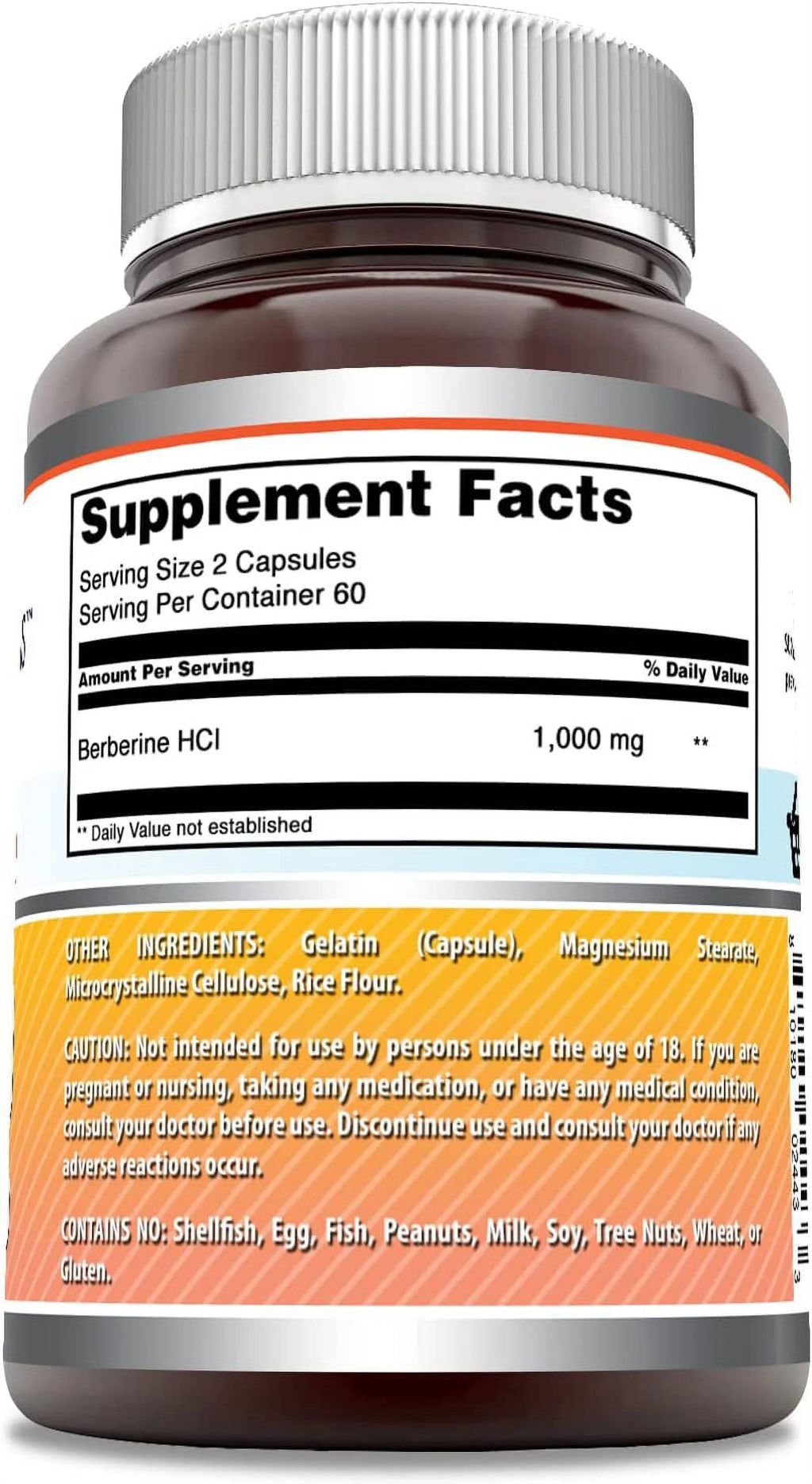 Berberine 1000mg Per Serving 120 Capsules Supplement A7898