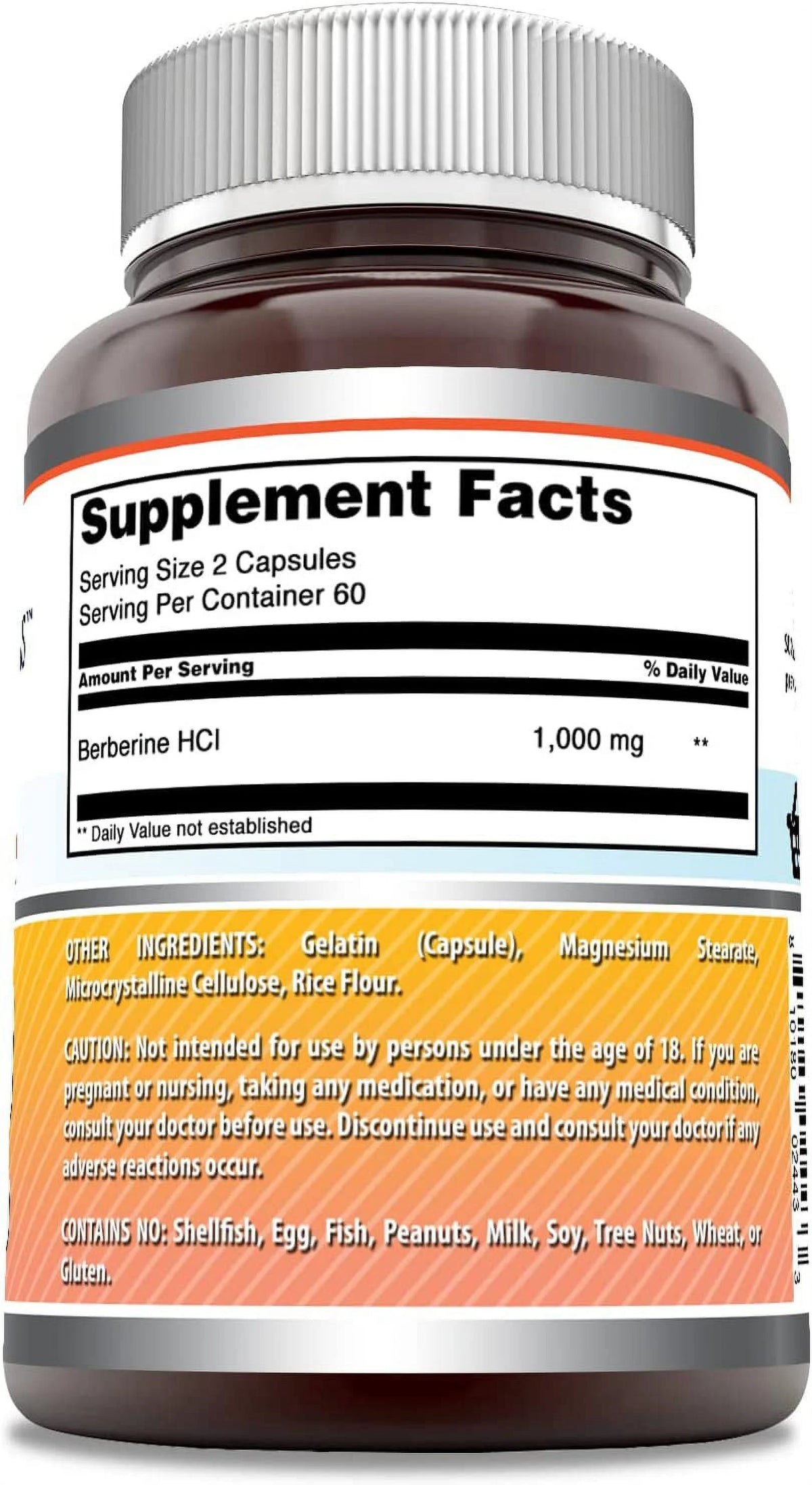 Berberine 1000mg Per Serving 120 Capsules Supplement A7898