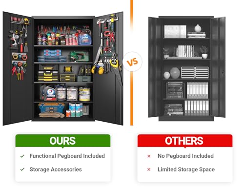 72 Inch Black Lockable Metal Storage Cabinet with Wheels H6383