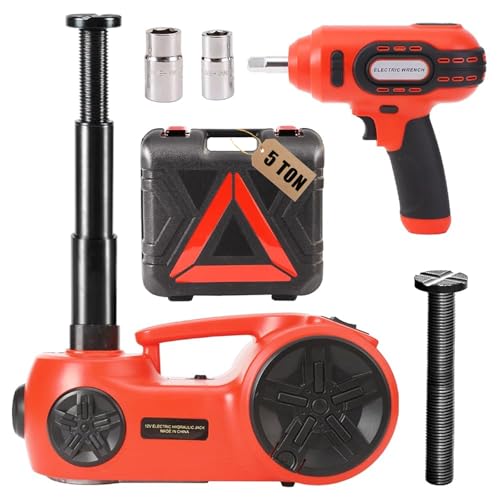 5 Ton 12V Electric Hydraulic Car Jack Kit with Impact Wrench and Tire Inflator Pump R90776