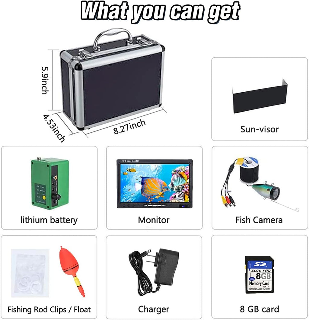 Portable Underwater Fishing Camera with 30 LEDs and 7inch 1080P IPS Monitor with DVR 16GB SD Card (30M) H574888
