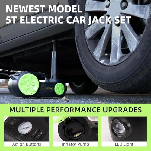 5 Ton 12V Electric Hydraulic Car Jack Kit with Impact Wrench and Tire Inflator Pump R90776