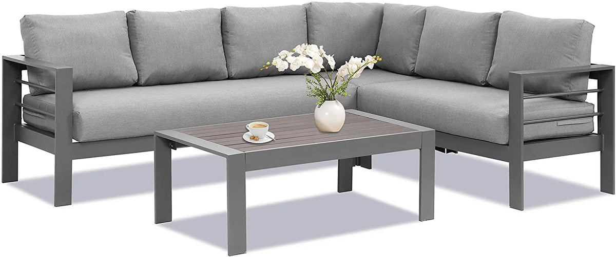 3 Pieces All-Weather Aluminum Patio Sofa Set R34620