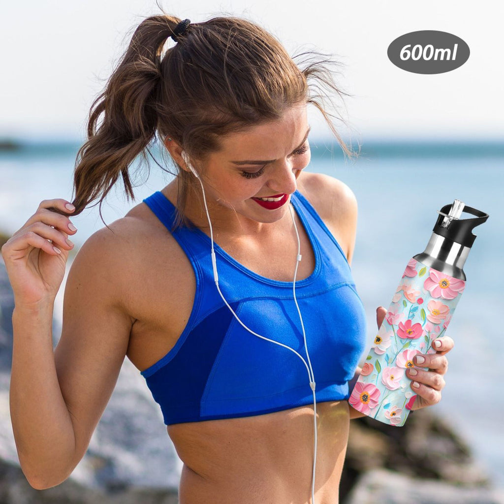 20 oz Insulated Stainless Steel Water Bottle with Straw Lid G9681