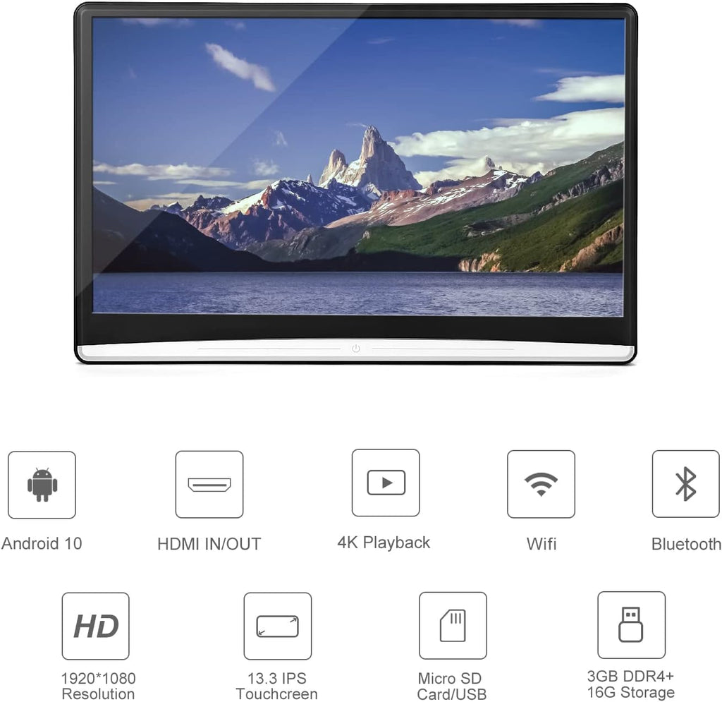 13.3 Inch Touch Screen Car Headrest Video Player with WiFi Bluetooth HDMI W688