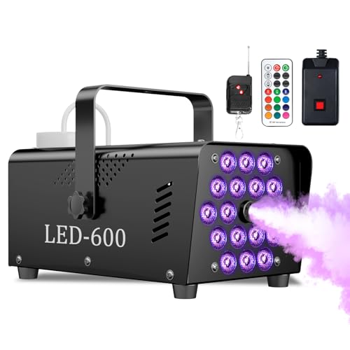 600W 2500CFM Fog Machine with 18 LED Lights and Wireless Remote Control B382723