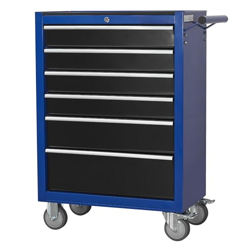 6-Drawer Rolling Metal Tool Chest with Wheels and Keyed Locking S6392