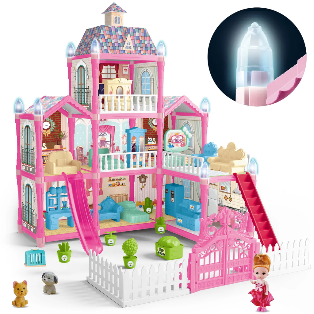 8 Rooms Dollhouse Kit with Furniture and Accessories 191 PCS F797