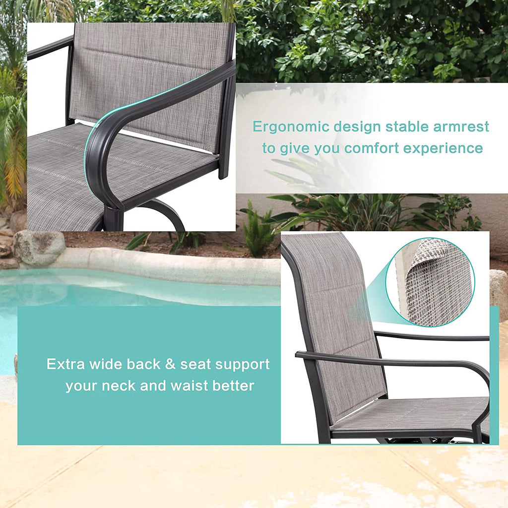 4 Pieces Gray Sling Outdoor Swivel Bar Stools U218284