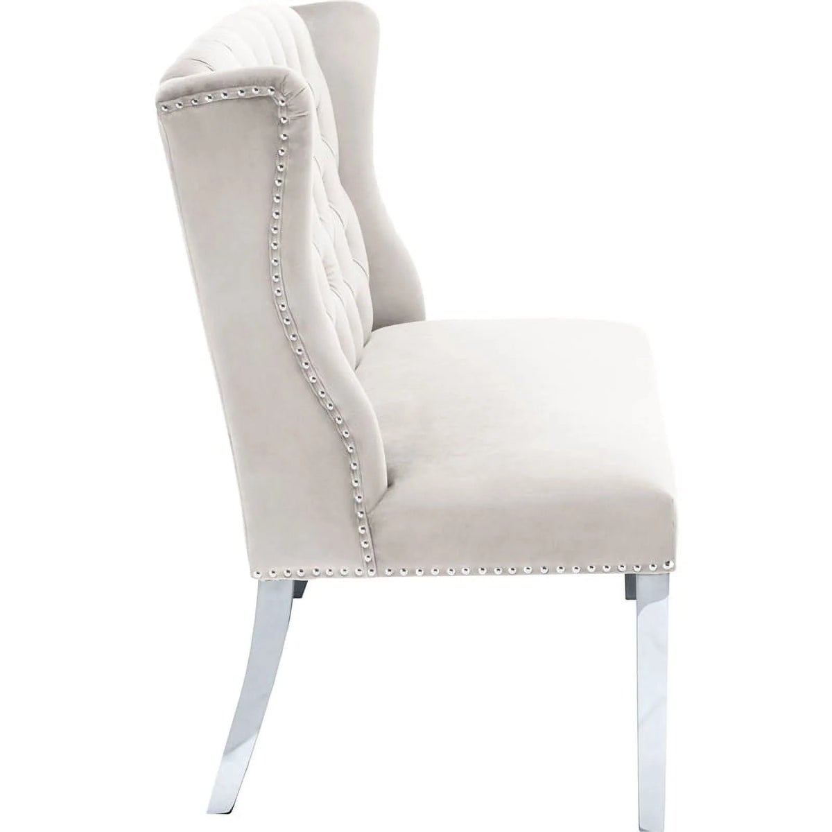 Cream Velvet Settee Bench A529