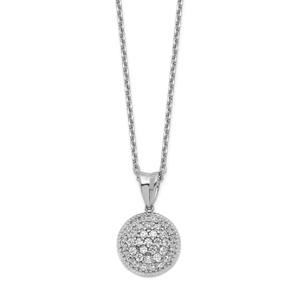 925 Sterling Silver CZ Circle 18in Necklace with Lobster Clasp O169