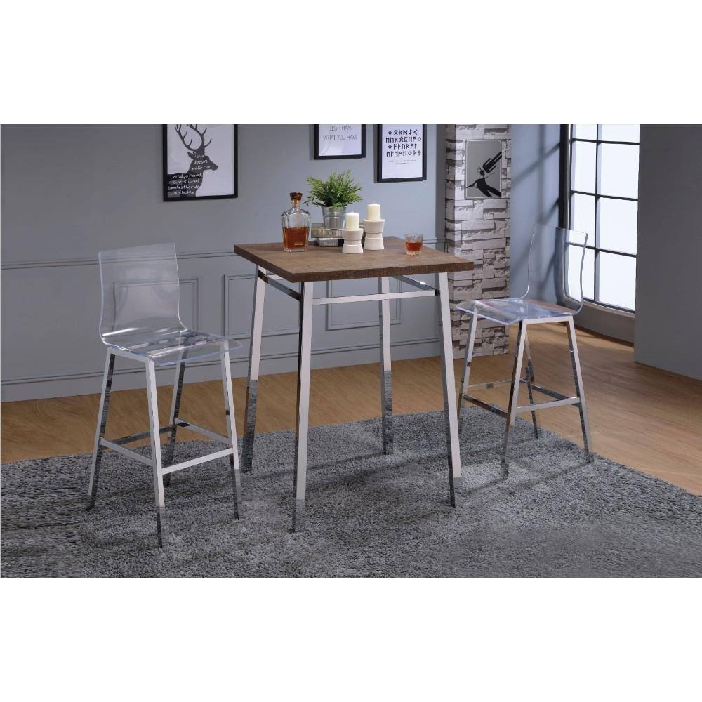 Square Wood and Metal Bar Table F78915