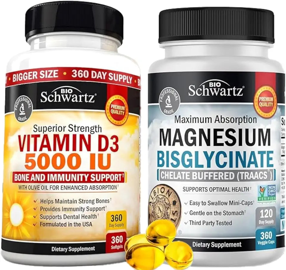 High Strength Vitamin D3 5000 IU 125 mcg Plus Magnesium Bisglycinate Capsules C366351