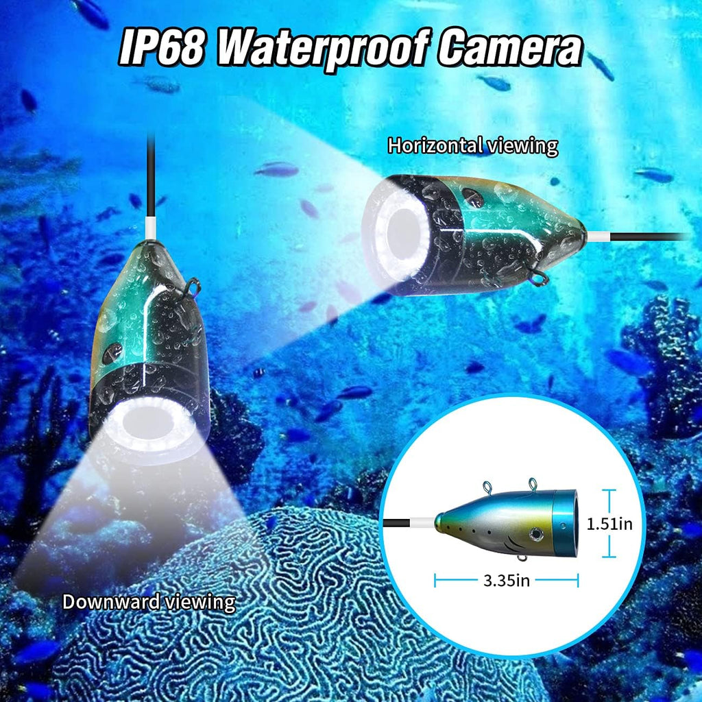 Portable Underwater Fishing Camera with 30 LEDs and 7inch 1080P IPS Monitor with DVR 16GB SD Card (30M) H574888