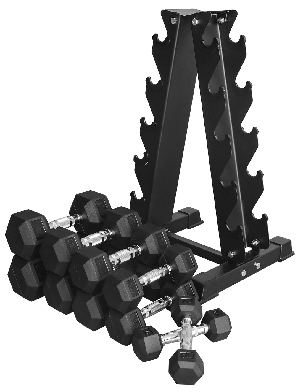 150LB Coated Hex Dumbbell Weight Set and Storage Rack E173170