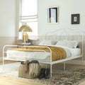Off White Full Size Metal Bed with Headboard and Footboard R3570