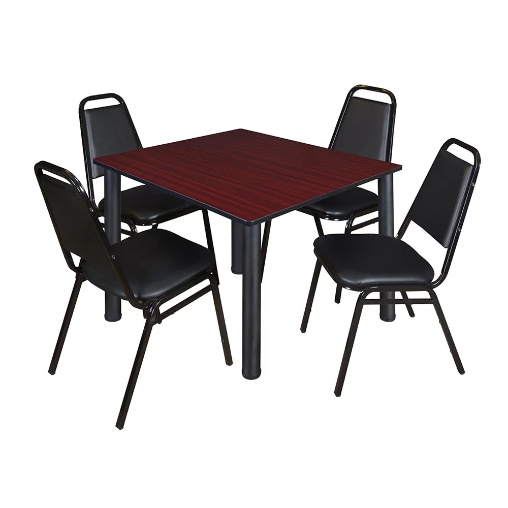 48" Square Breakroom Table & 4 Stack Chairs H169