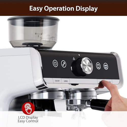 20 Bar Espresso Machine with Grinder and Milk Frother Steam Wand E3943