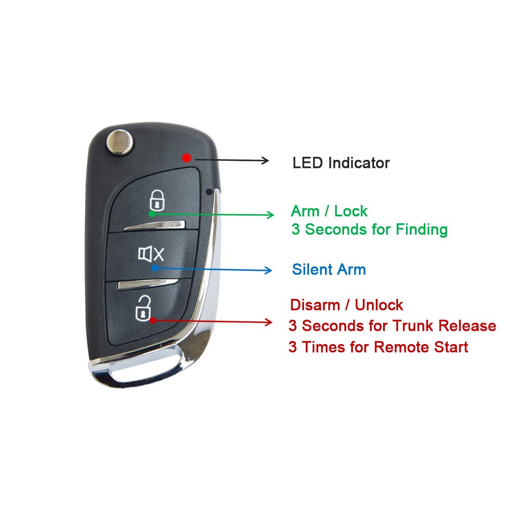 Car Keyless Entry Security Alarm System Remote Engine Starter Push to Start Stop Ignition Button Pack of 2 U797