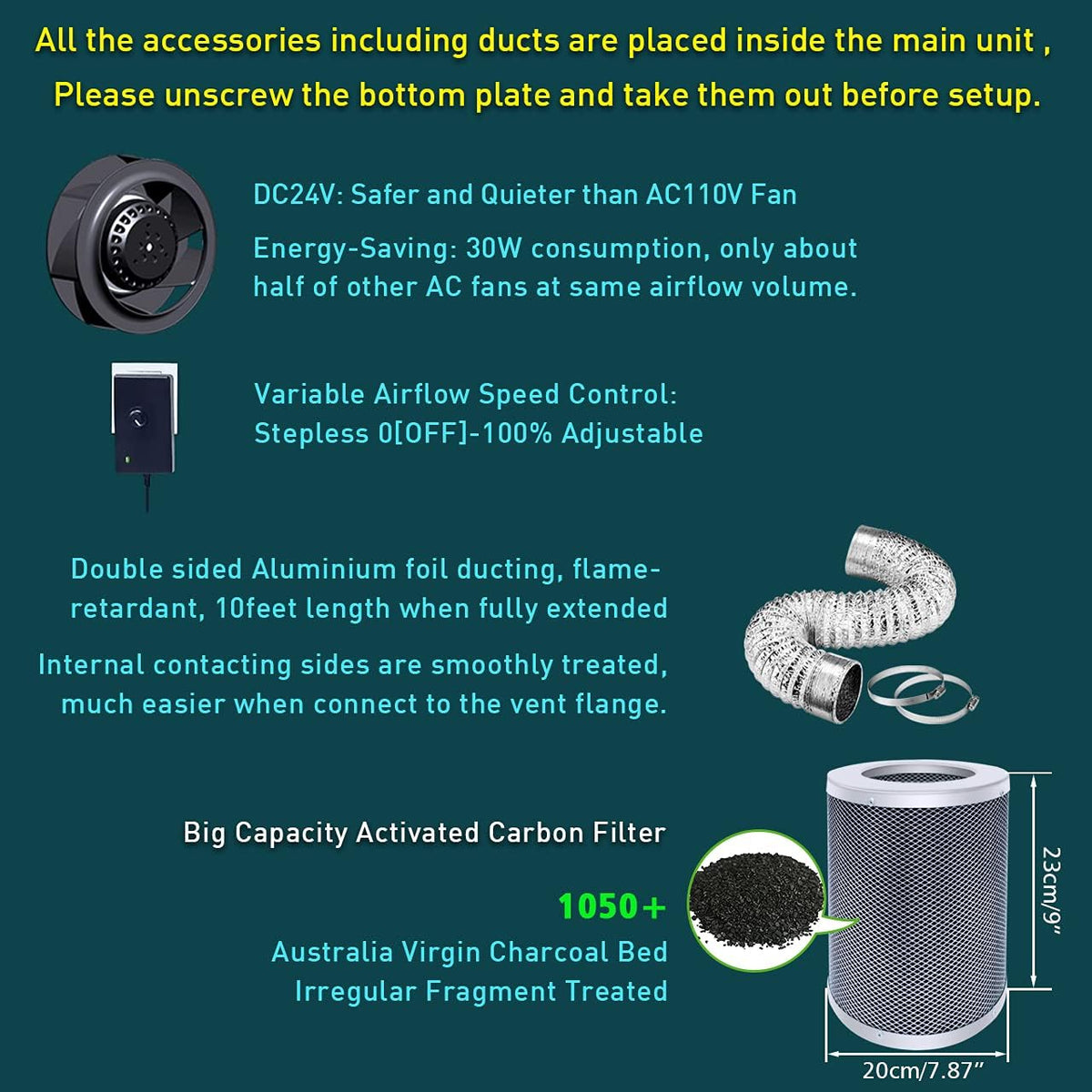 4” Carbon Filter Grow Tent Ventilation Kit with 200CFM Inline Fan K244277