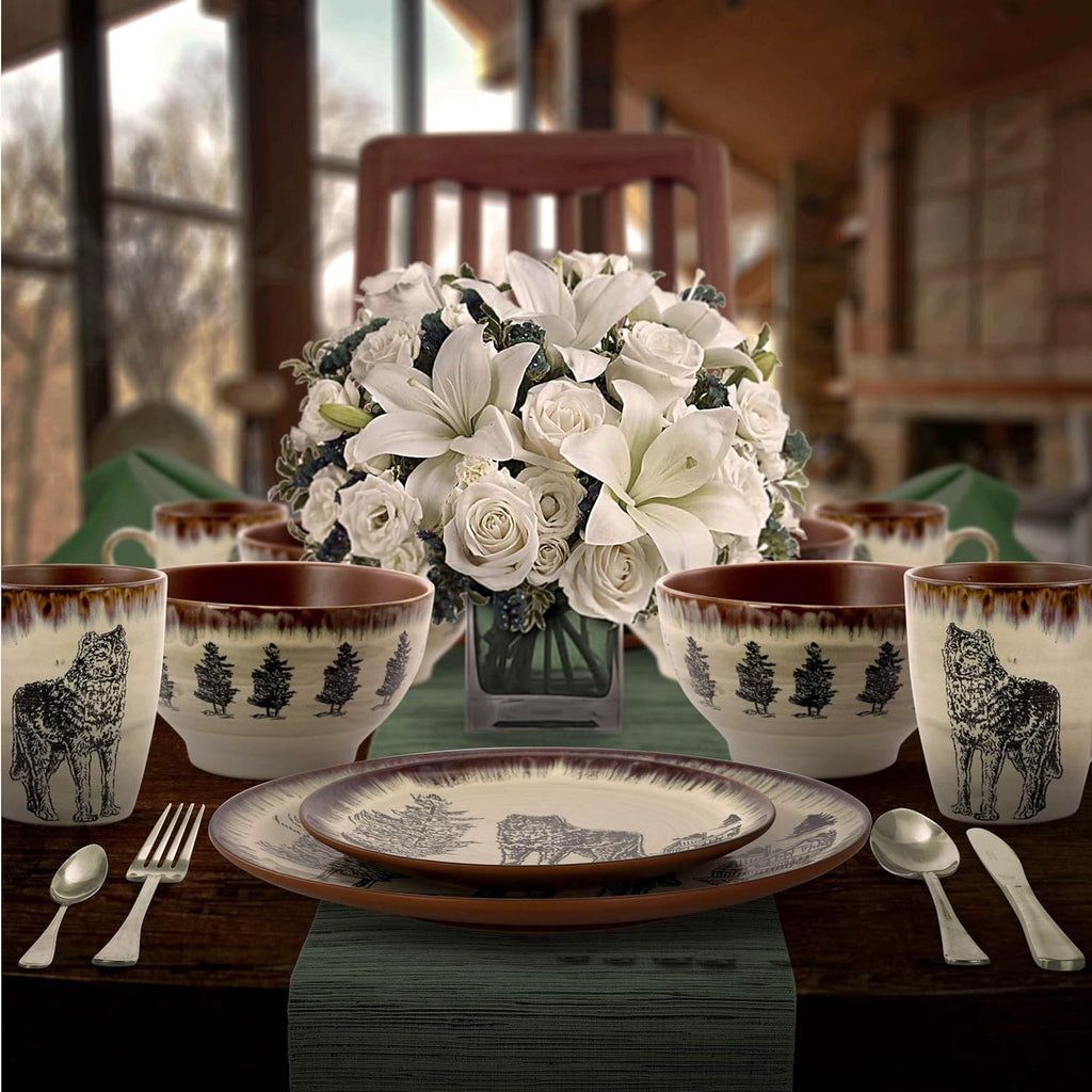16 Piece Stoneware Dinnerware Dish Set T57981