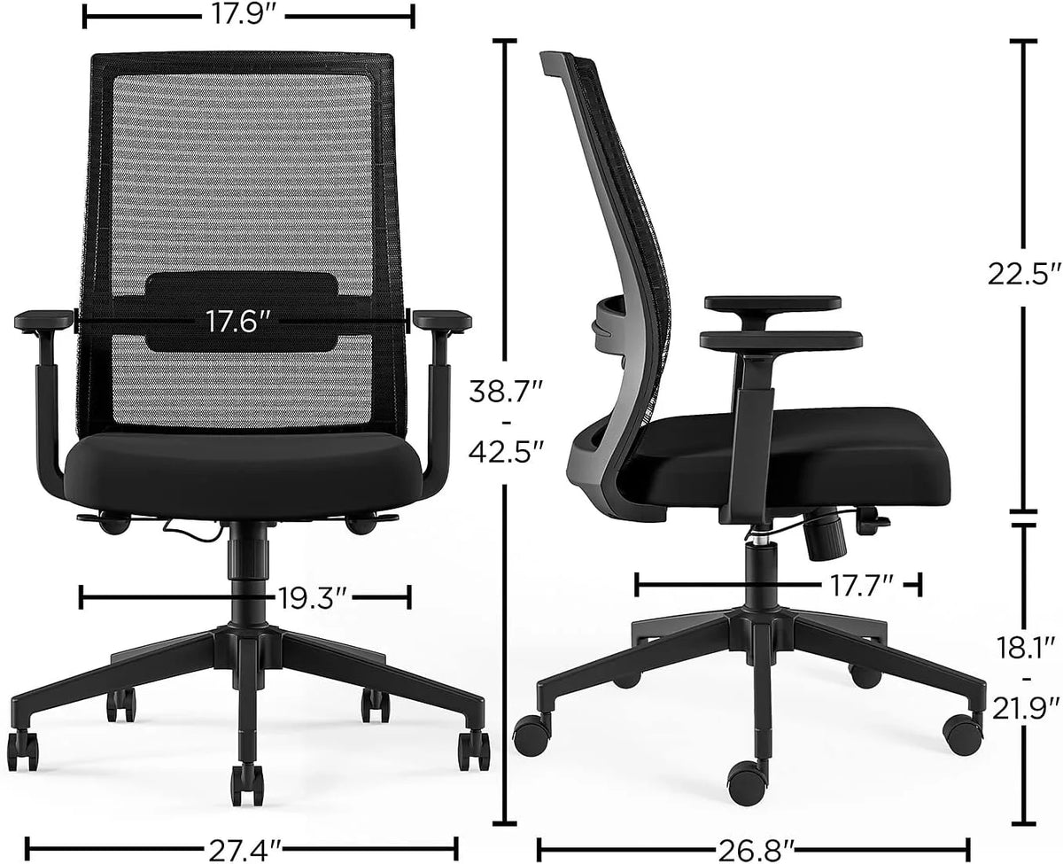 Black Fabric Mesh Swivel Task Chair, 2/Pack Y67904
