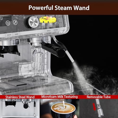20 Bar Espresso Machine with Grinder and Milk Frother Steam Wand E3943