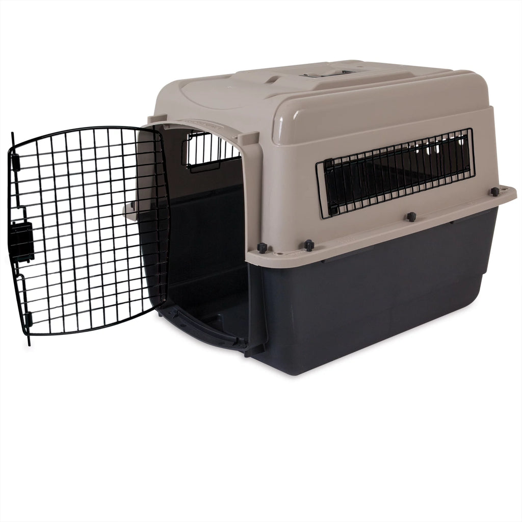 Plastic Travel Dog Kennel 28" Taupe/Black P9655