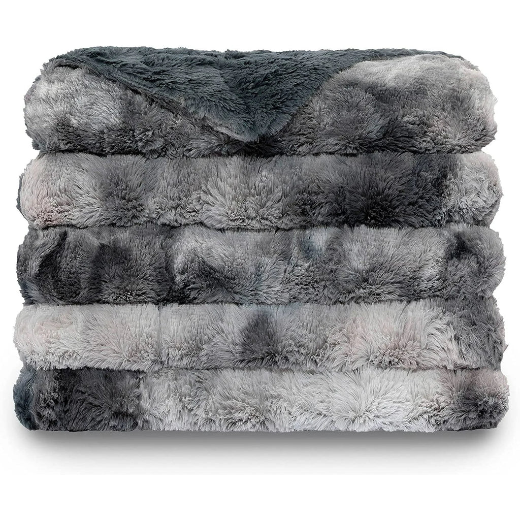 Oversized Soft Fuzzy Faux Fur Sherpa Throw Blanket 60''x80'' Gray J226578