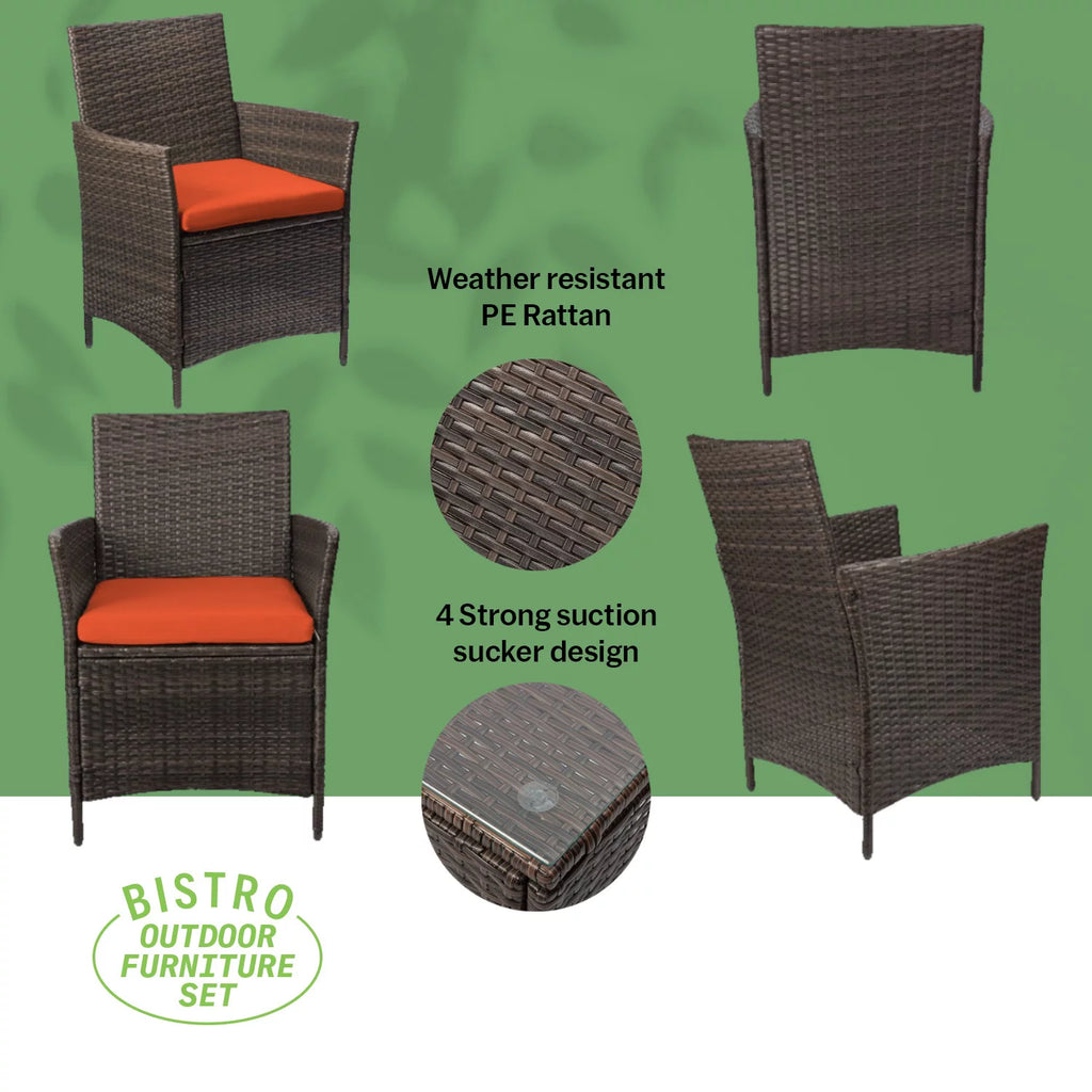 3 Piece Rattan Outdoor Furniture Set J983477