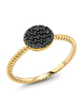 14K Solid Yellow Gold Black Diamond Ring W6425