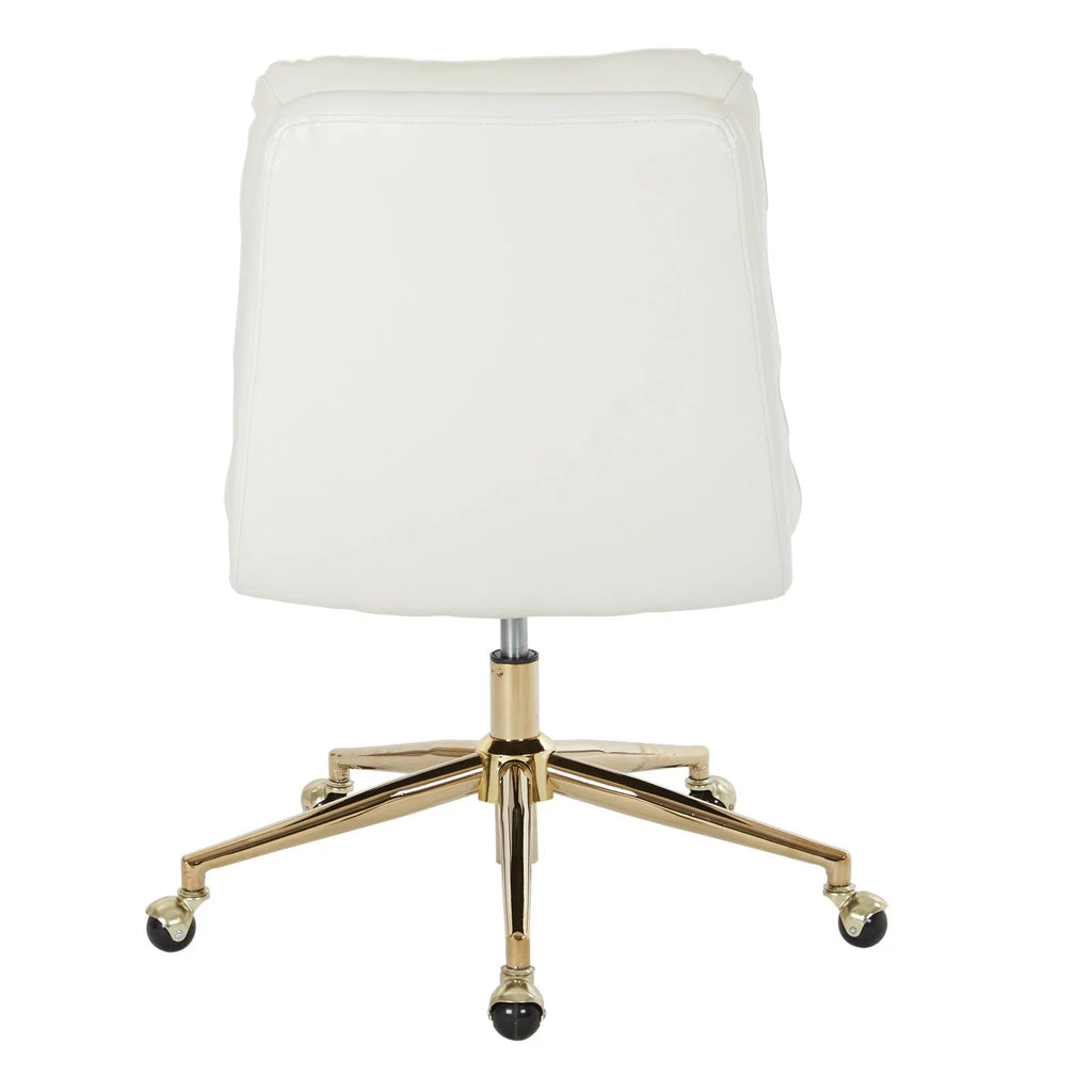 White Faux Leather Office Chair with Gold Base U745