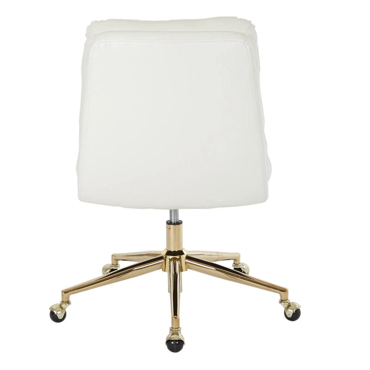 White Faux Leather Office Chair with Gold Base U745