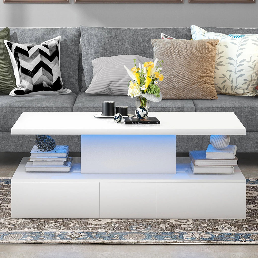 Black LED Coffee Table with 4 Drawers T12227
