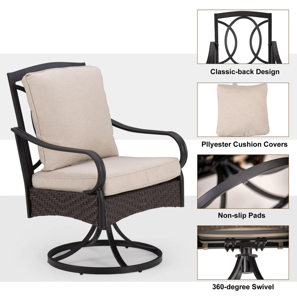 7/8-Piece Patio Dining Set with Swivel Chairs and Umbrella F333