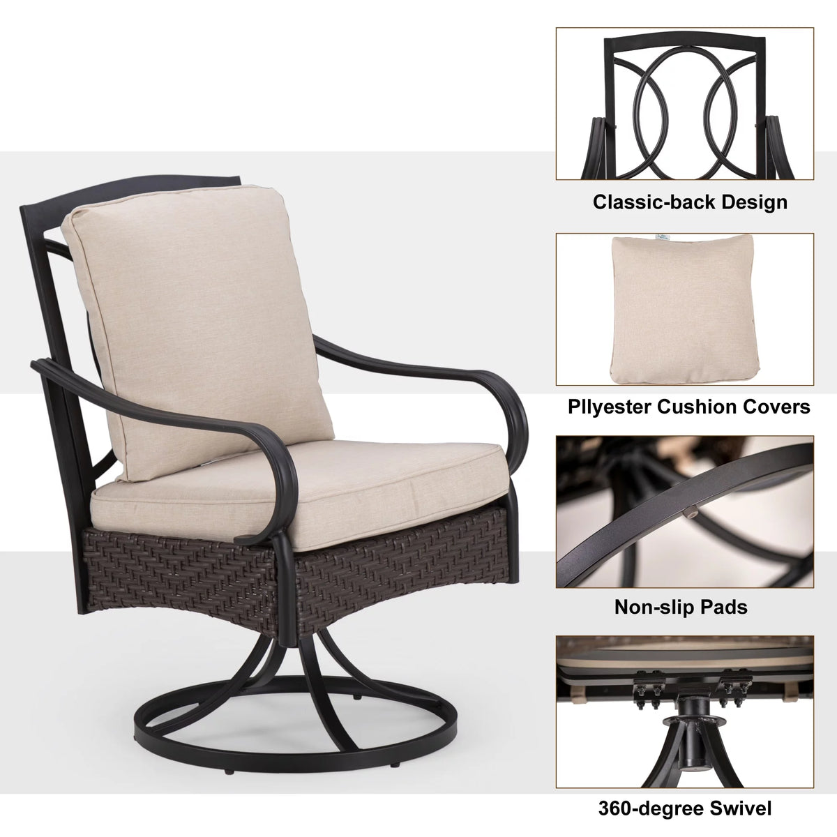 7/8-Piece Patio Dining Set with Swivel Chairs and Umbrella F333