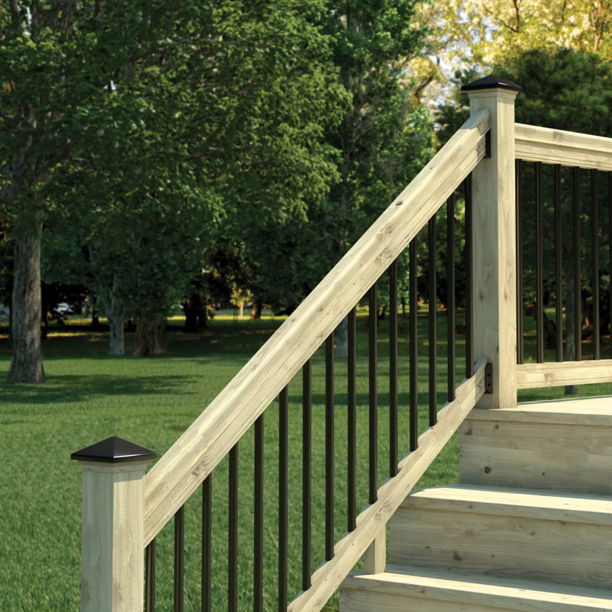 6 ft. Pressure-Treated Stair Railing Kit with Black Aluminum Balusters U520785