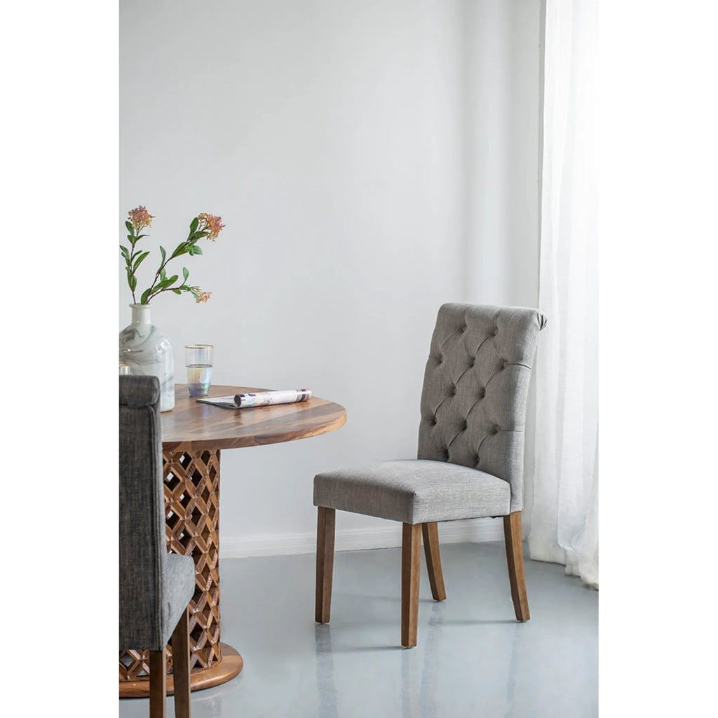 Gray Tufted Back Wooden Dining Chairs with Soft Cushion T144