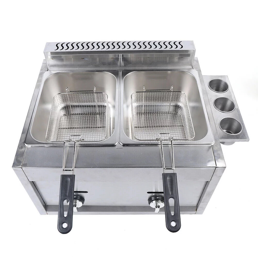 2 Burner Propane Gas Deep Fryer Stainless Steel L739