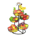 Black Metal Wire 5 Tier Fruit Basket with Banana Hanger X8729