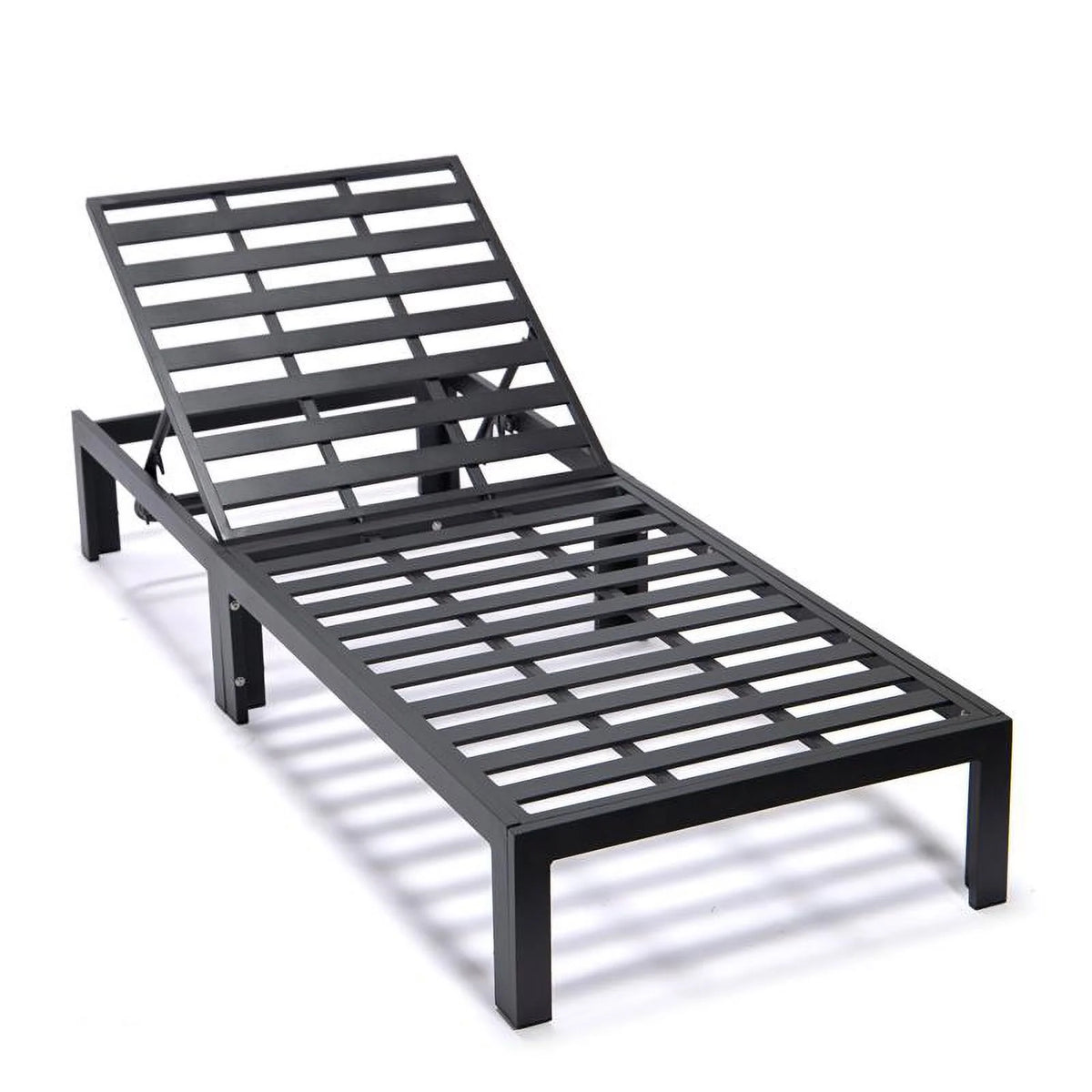 Aluminum Patio Chaise Lounge Chair with Black Cushions X15139